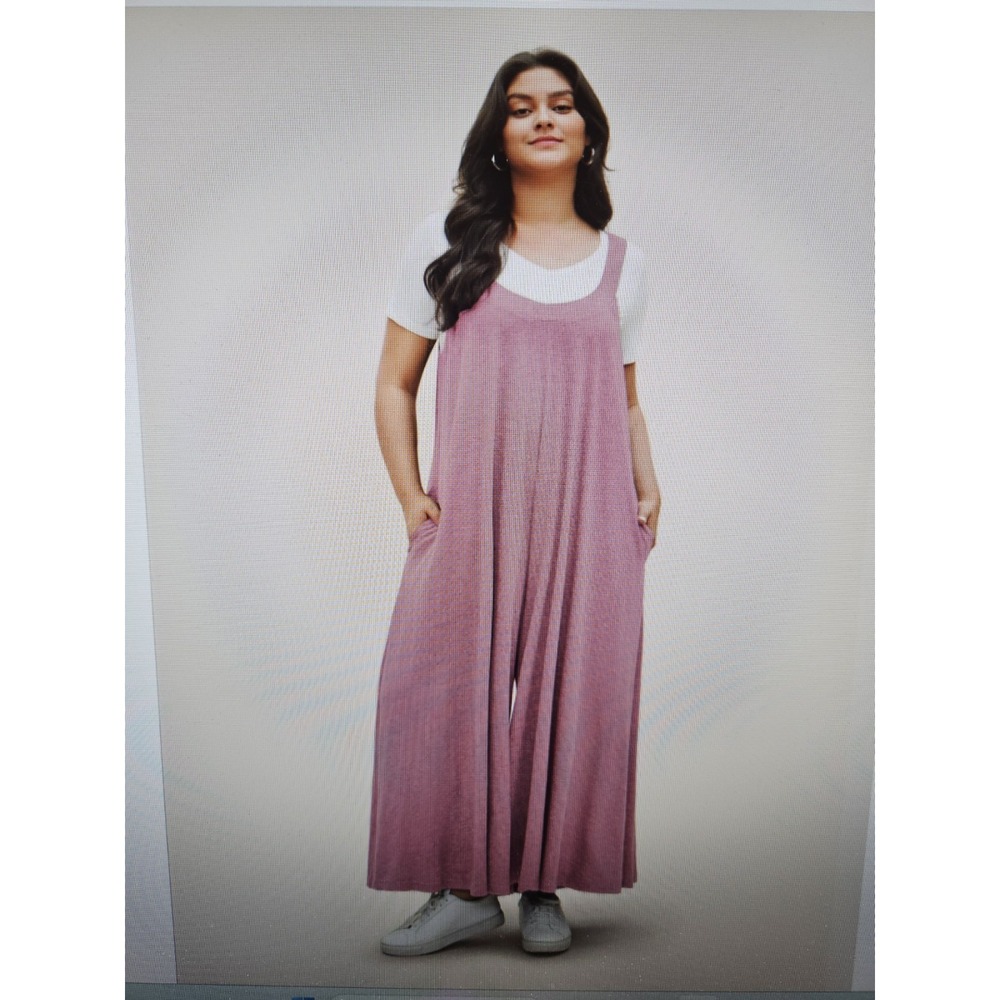 NWT Bloomchic Supersoft Pink Adj. Straps Wide Leg Pockets Jumpsuit, Plus 3X